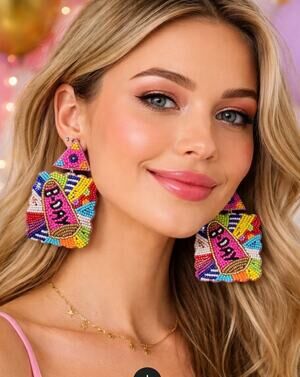 Kay Lee Birthday Colorful Beaded Earrings New